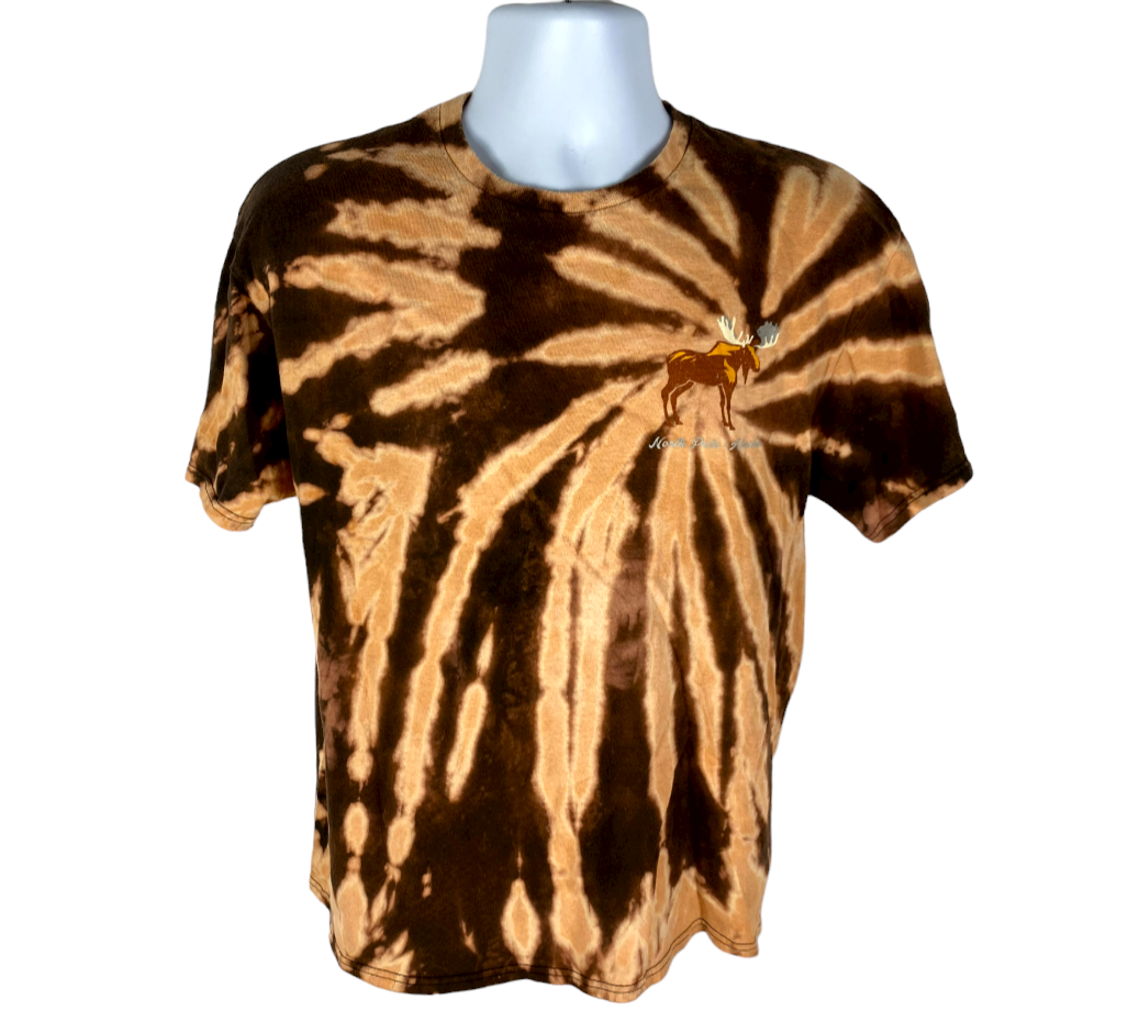 Moose Spiral Bleach Dye T-Shirt - L