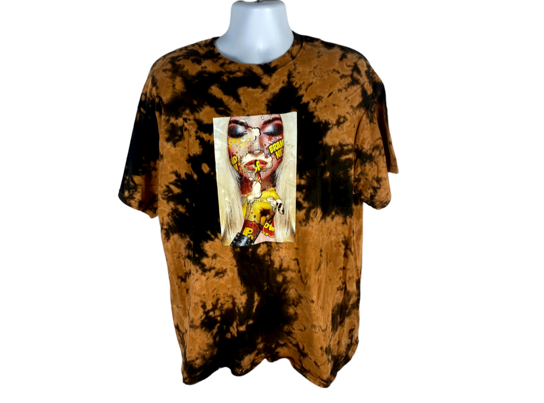 Shhh Crumple Bleach Dye T-Shirt - XL