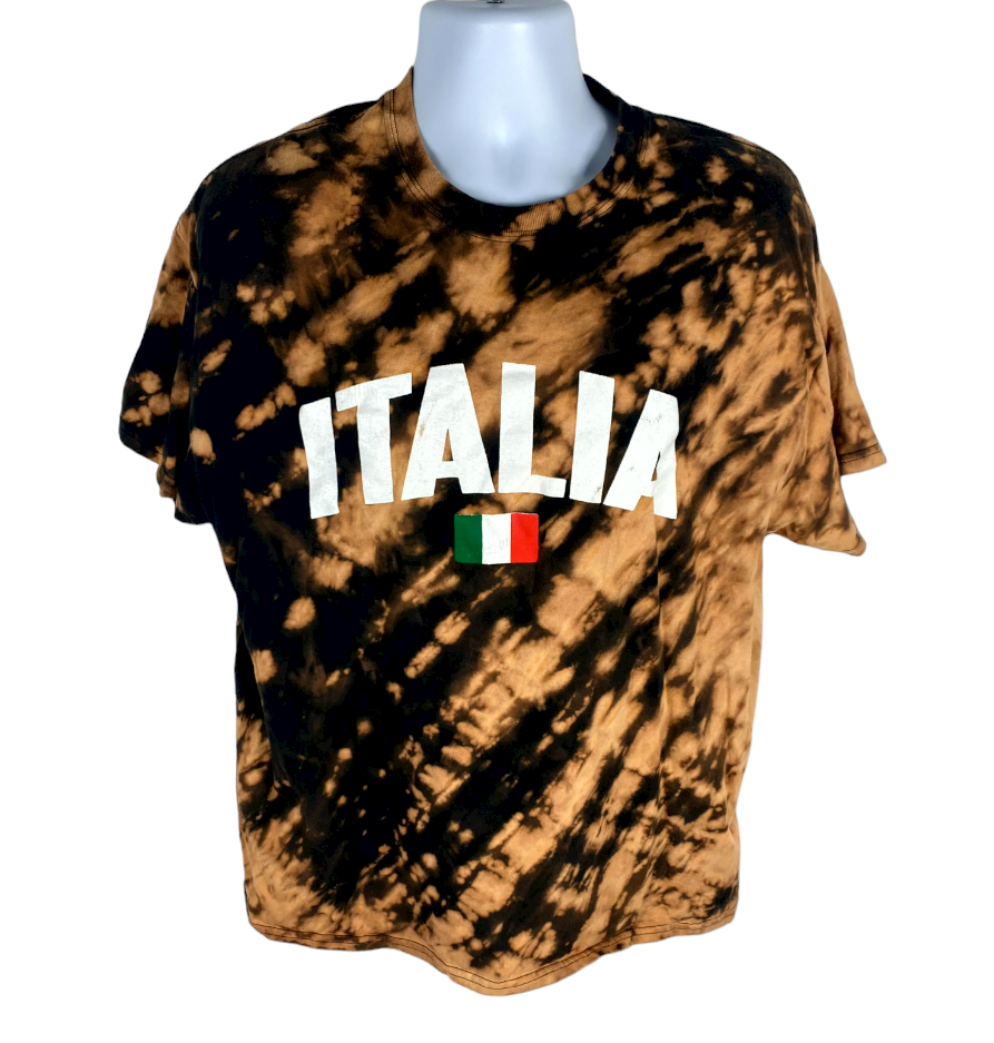 Italia Flag Bleach Dye T-Shirt - XL