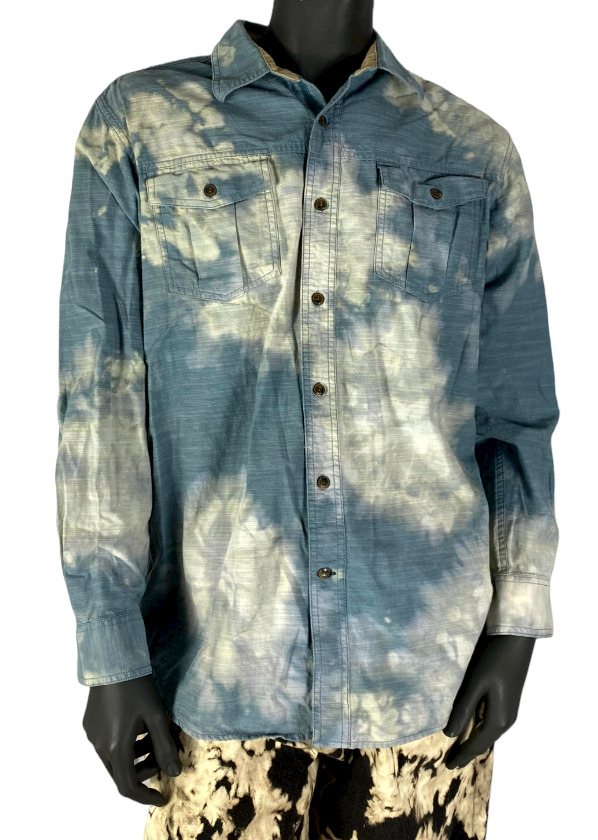 Faded Denim Long Sleeve Button Down - L