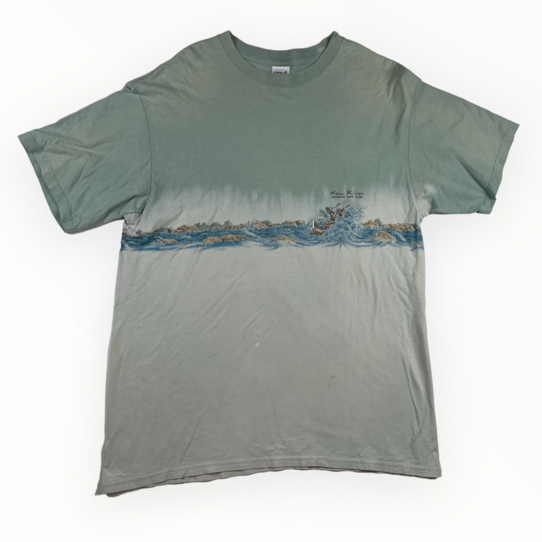 River Relaxation Bleach Dye T-Shirt - XL