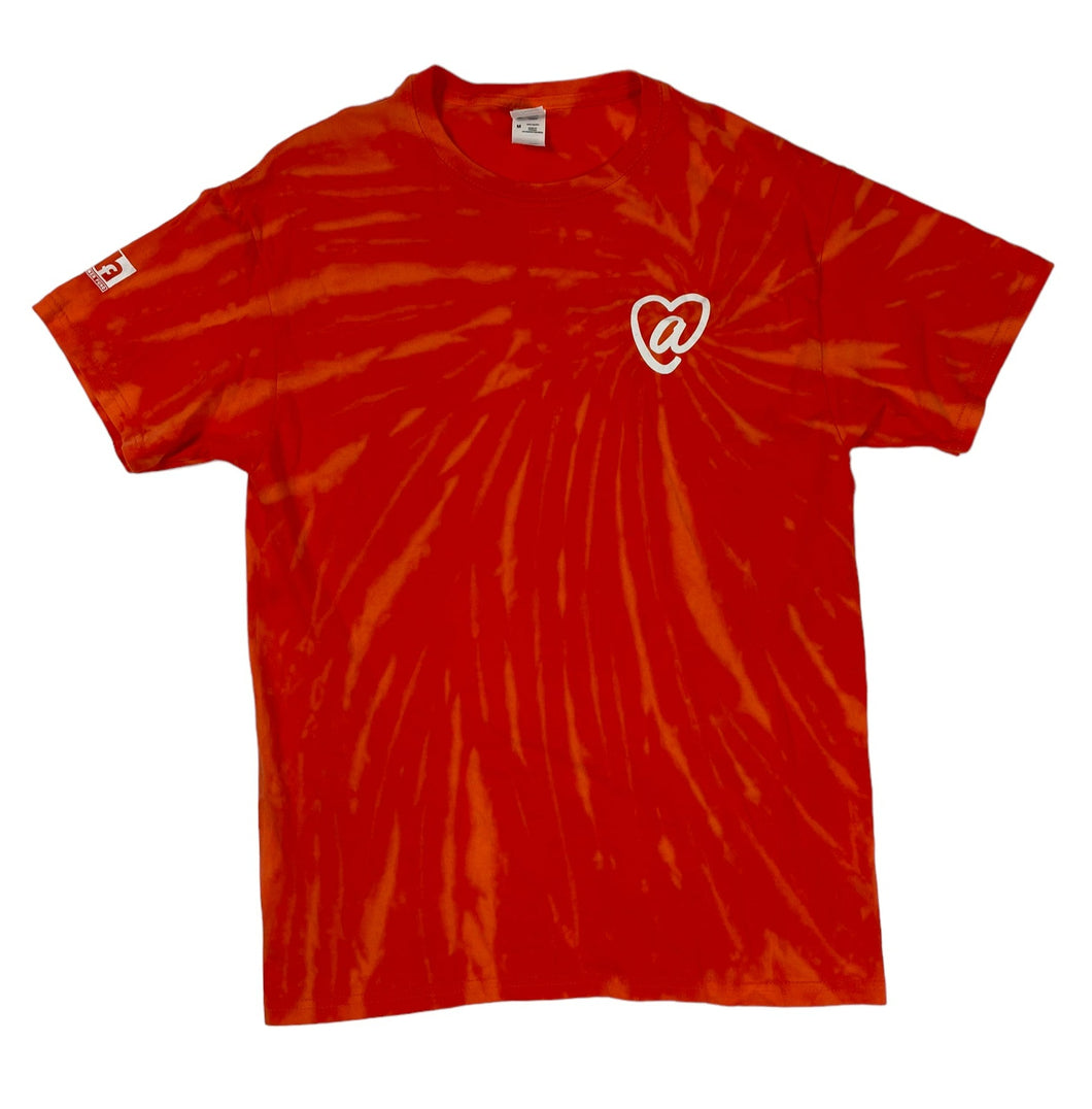 Orange Heart Bleach Dye T-Shirt- M