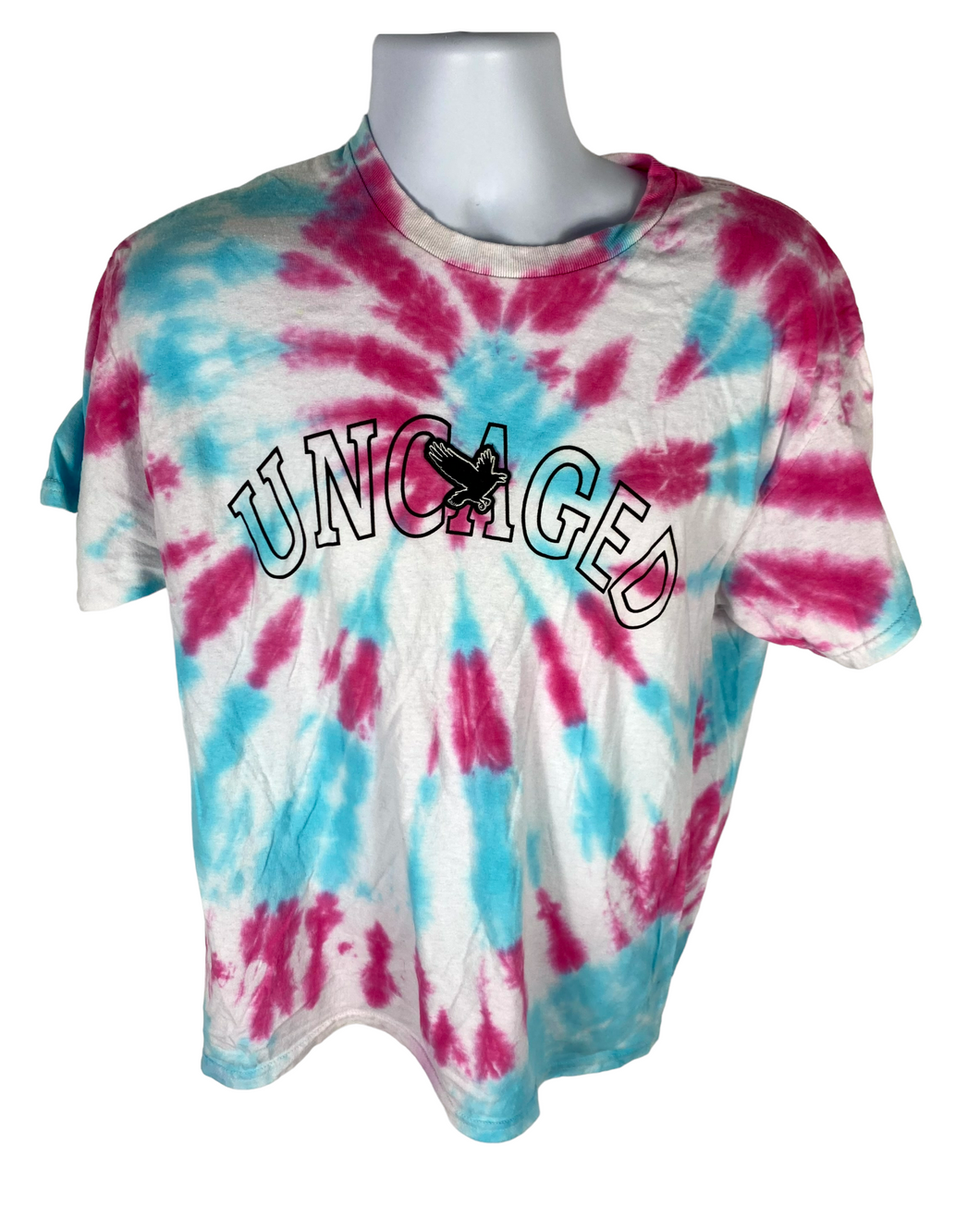 Uncaged Pink & Blue Spiral T-Shirt - L