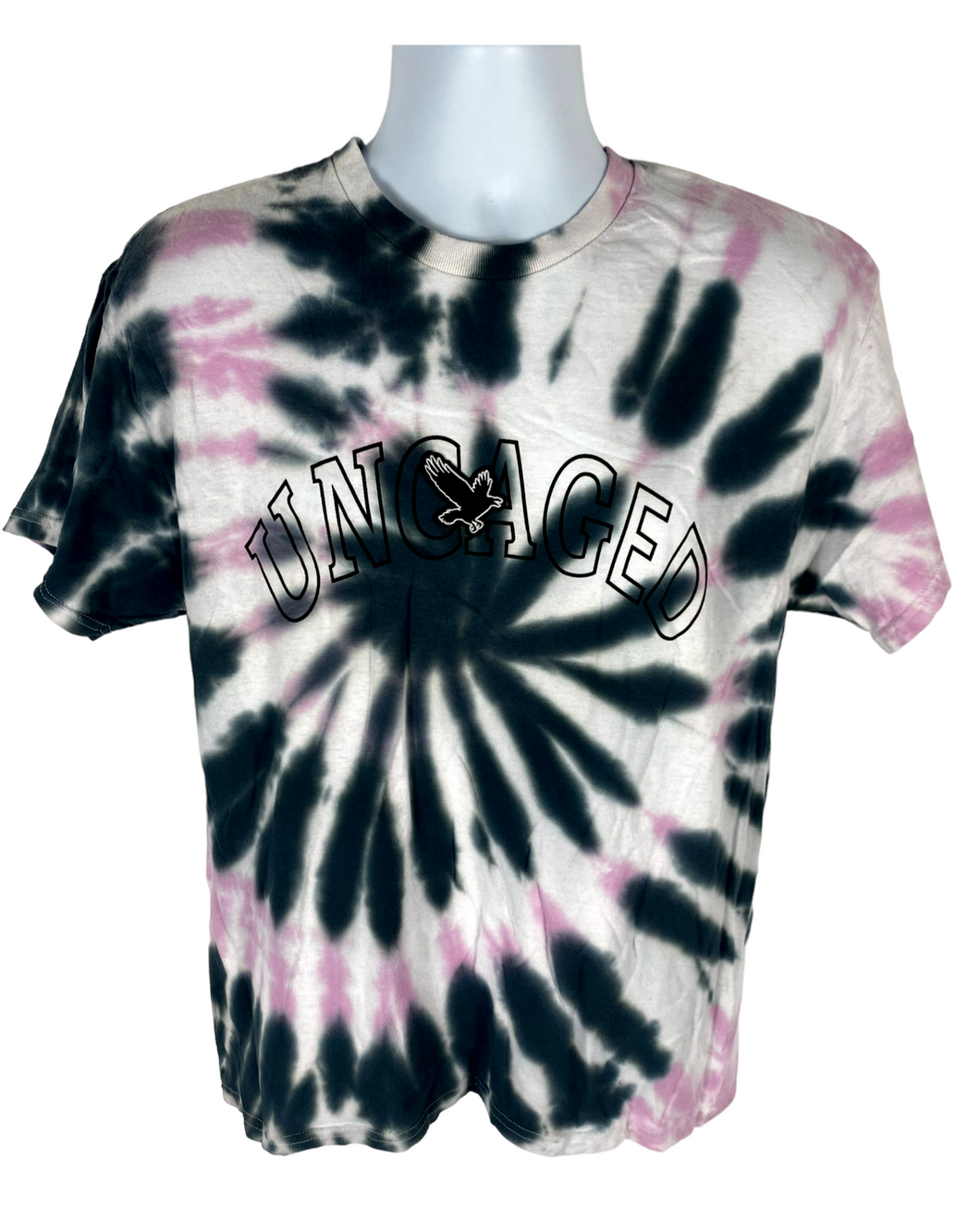 Uncaged Black & Pink Spiral T-Shirt - L