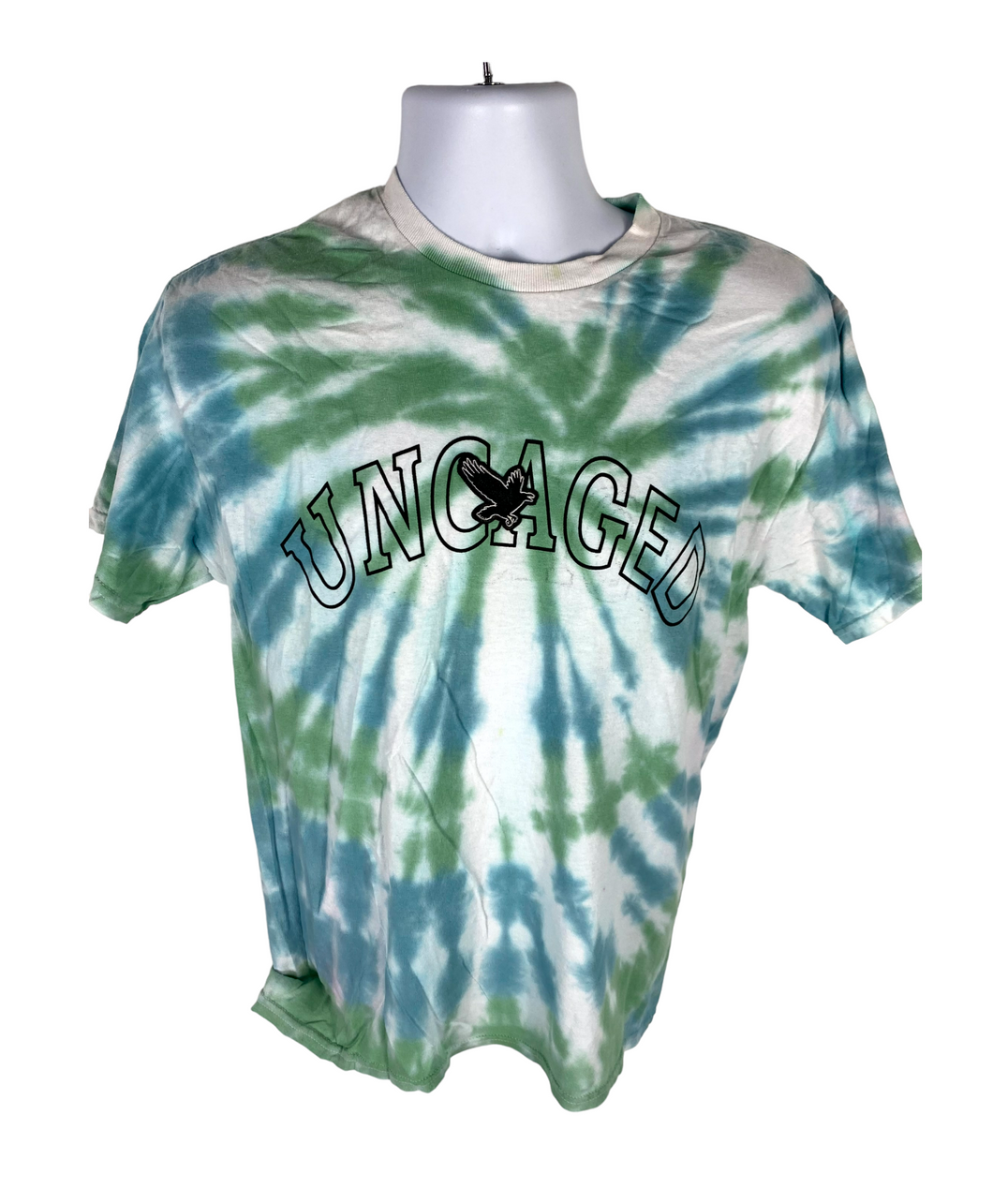 Uncaged Blue & Green Spiral T-Shirt - M