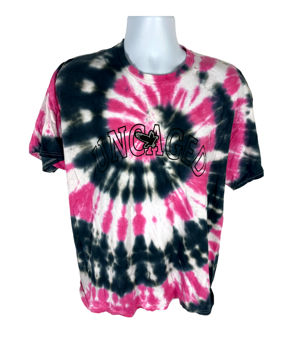 Uncaged Pink & Black Spiral T-Shirt - XL