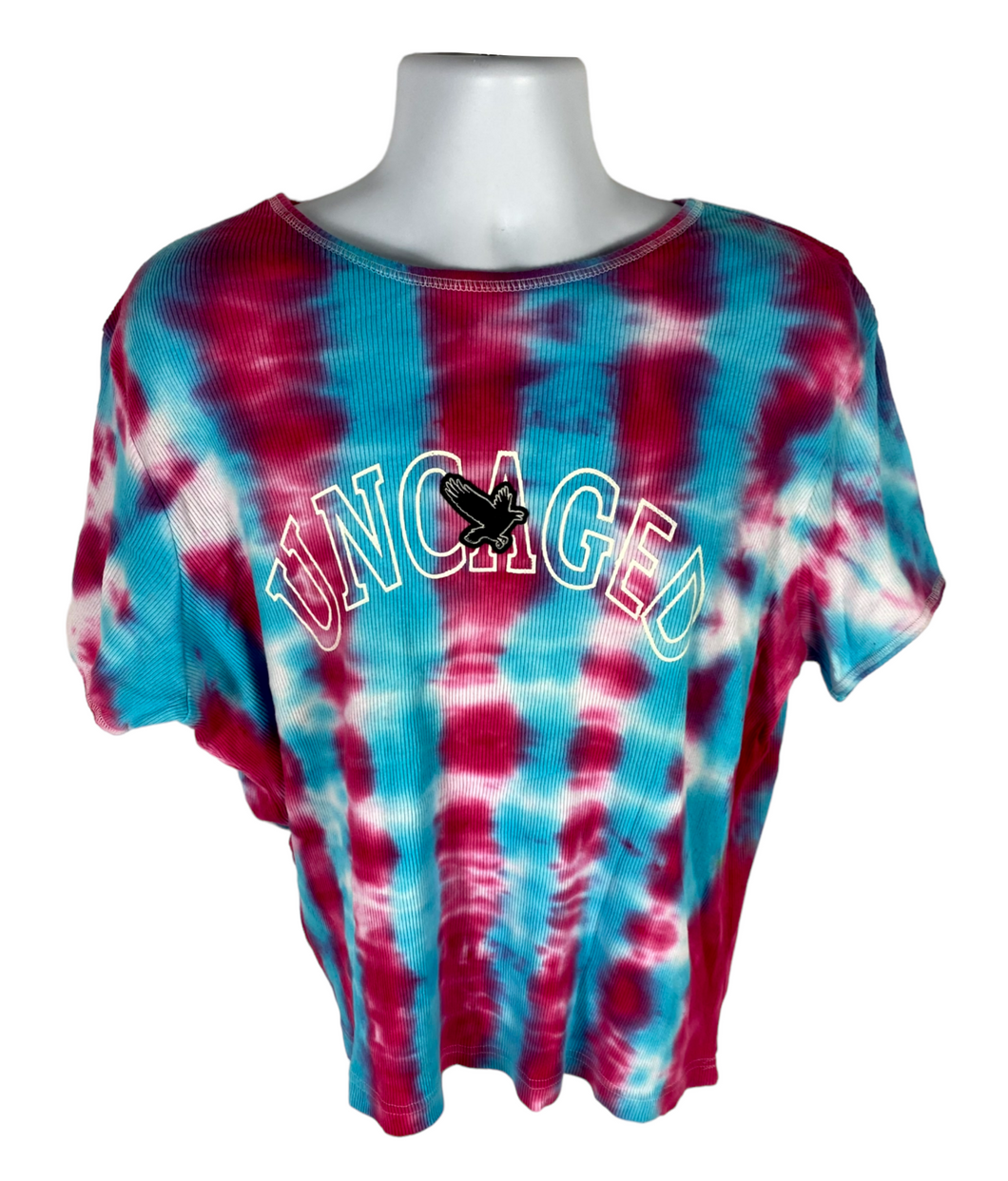 Uncaged Blue & Red Striped Women's  T-Shirt - XL