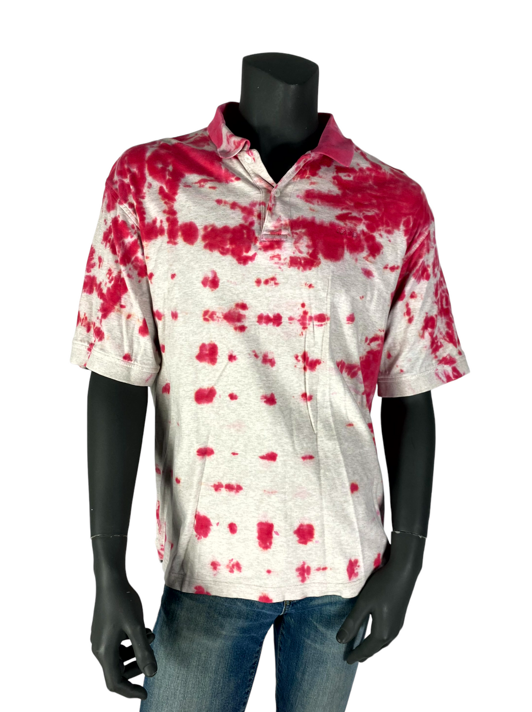 Red & White Spotted Polo - L