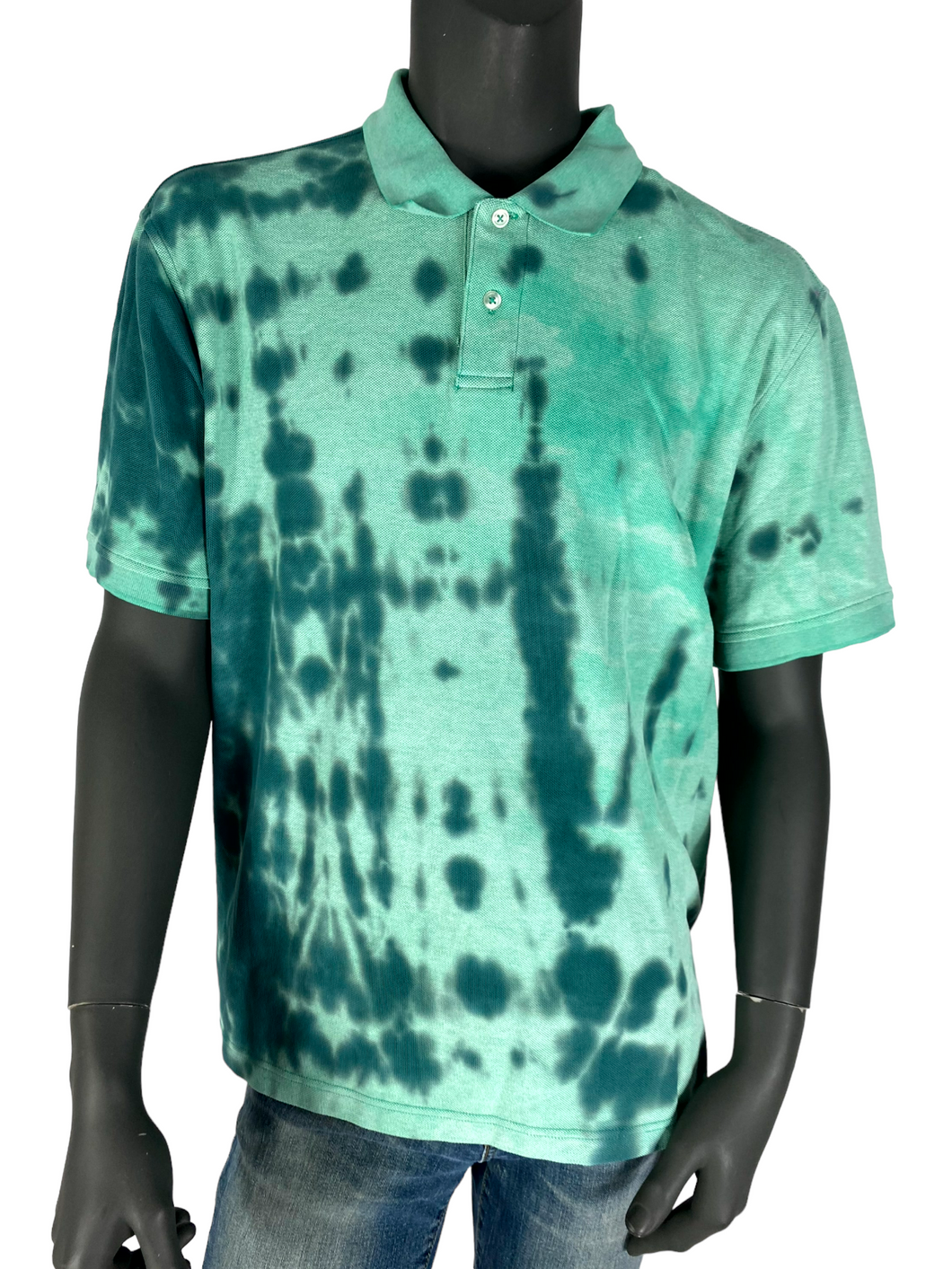Green Spotted Tie Dye Polo - XL