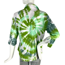 Load image into Gallery viewer, Green Spiral 3/4 Sleeve Womens Button Down- S/M
