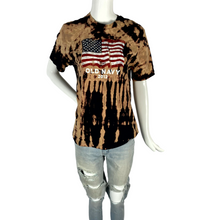 Load image into Gallery viewer, Striped Flag Bleach Dye T-Shirt- M
