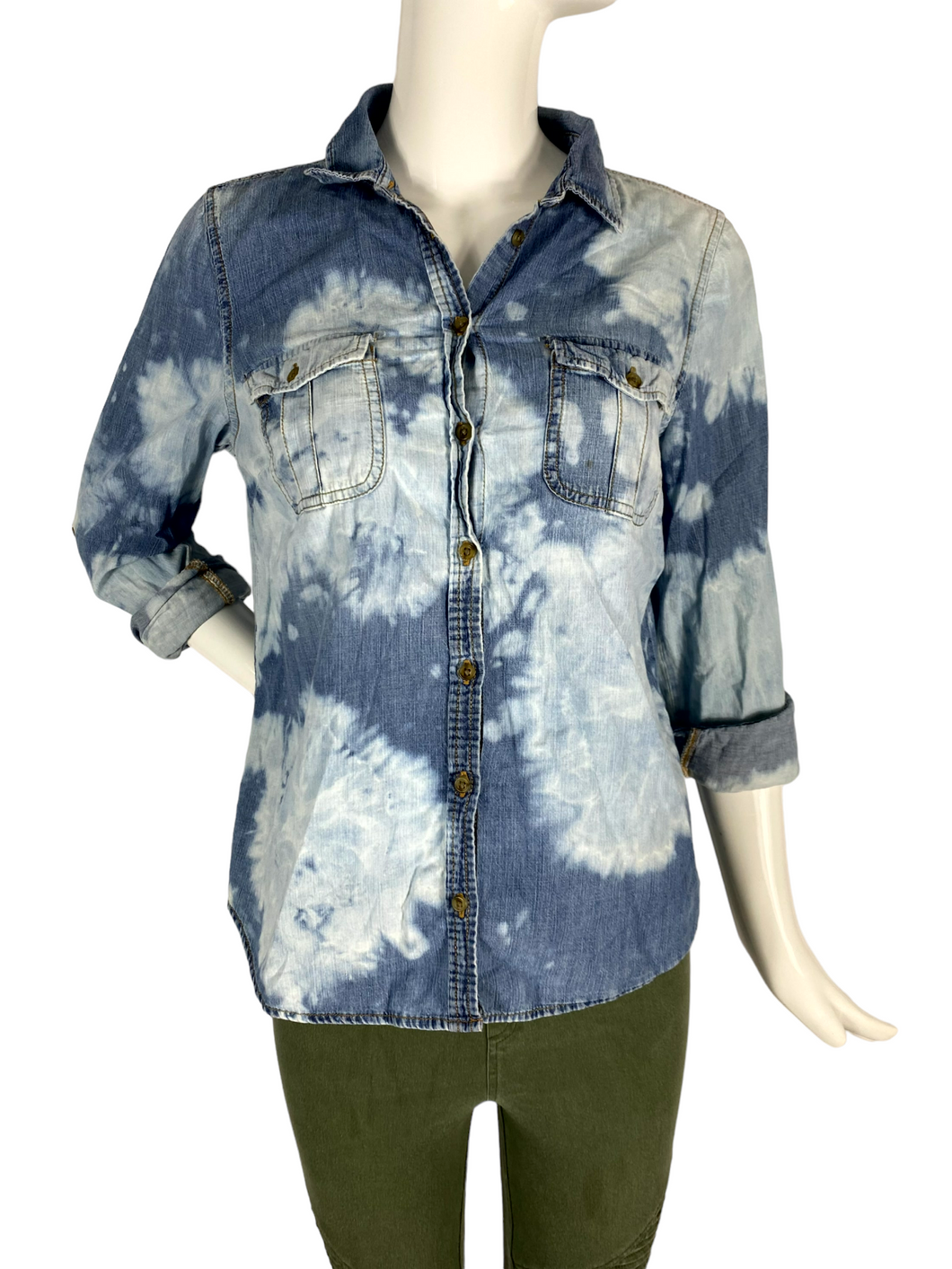 Blue Burst Long Sleeve Button Down- S/M