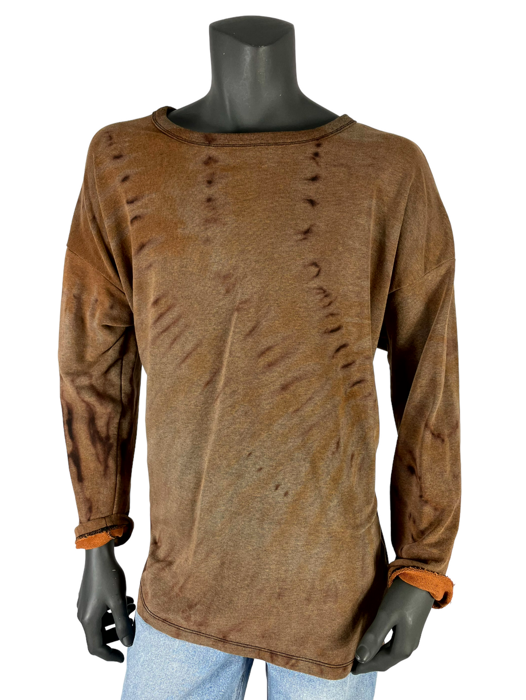 Brown Bleach Dye Sweater -L