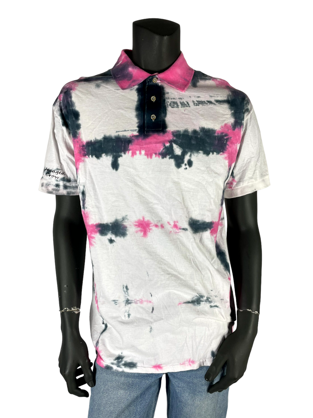 Pink & Black Shibori Tie-Dye Polo - XL