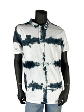 Load image into Gallery viewer, Black &amp; White Shibori Tie-Dye Polo - XL

