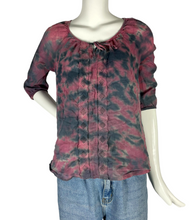 Load image into Gallery viewer, Red &amp; Black Peasant Blouse- S/M
