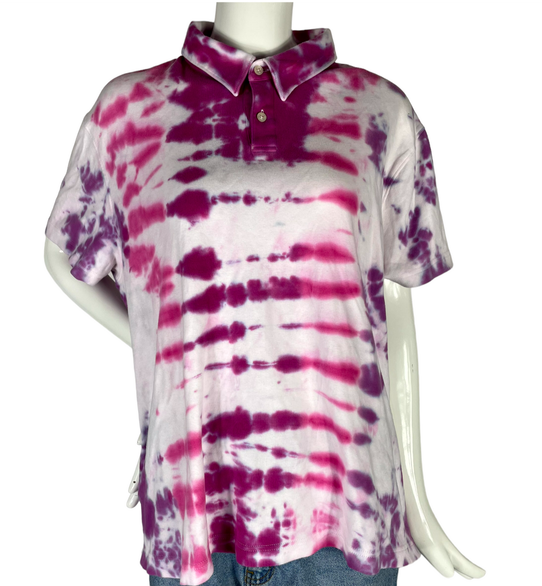 Striped Tie Dye Polo - XL